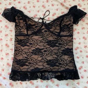 Tiger Mist Black Lace Top